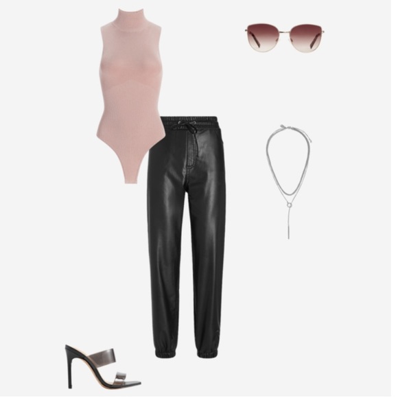 NWT!  High Waisted Faux Leather Joggers. - Picture 13 of 16